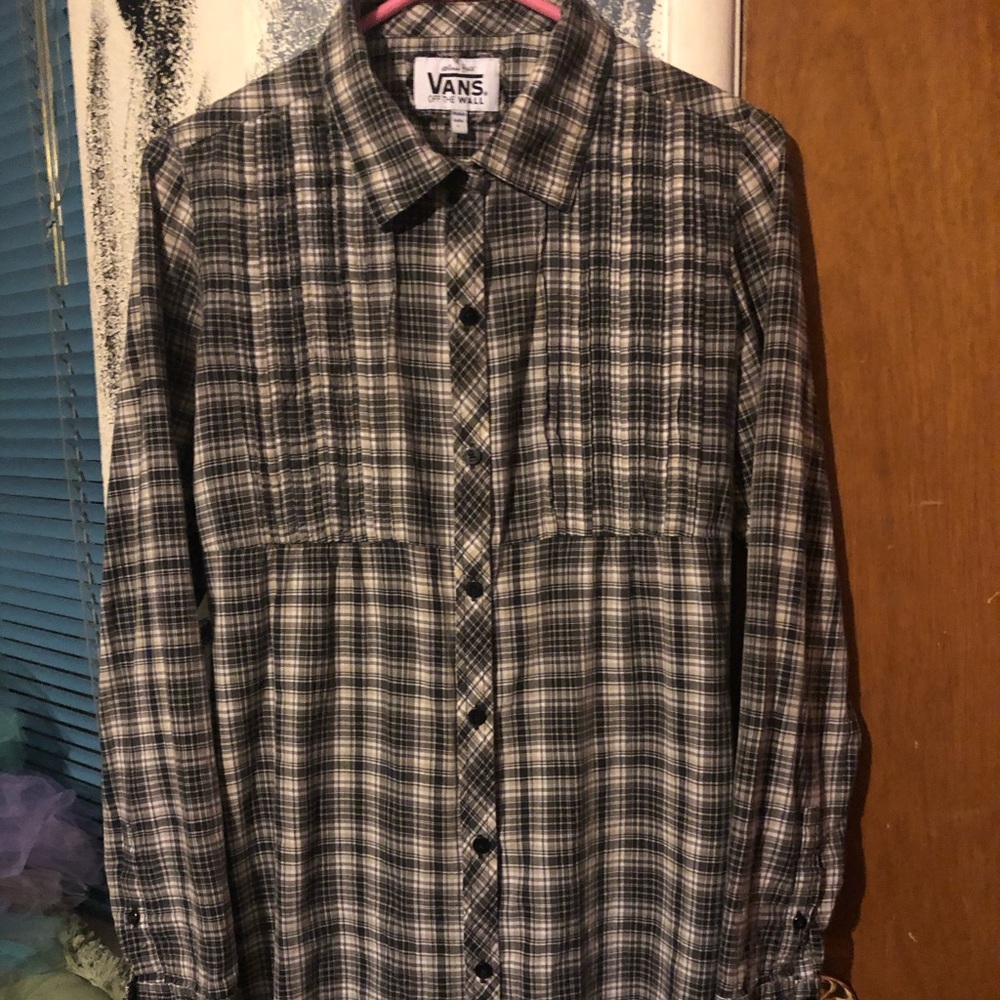 Vans Women Long-sleeved Button Down Top Sz Large